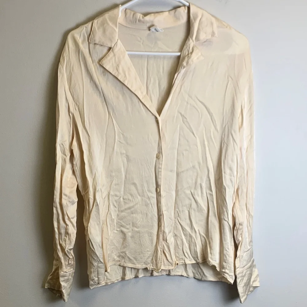 MNG Women's Cream Button-Up Blouse